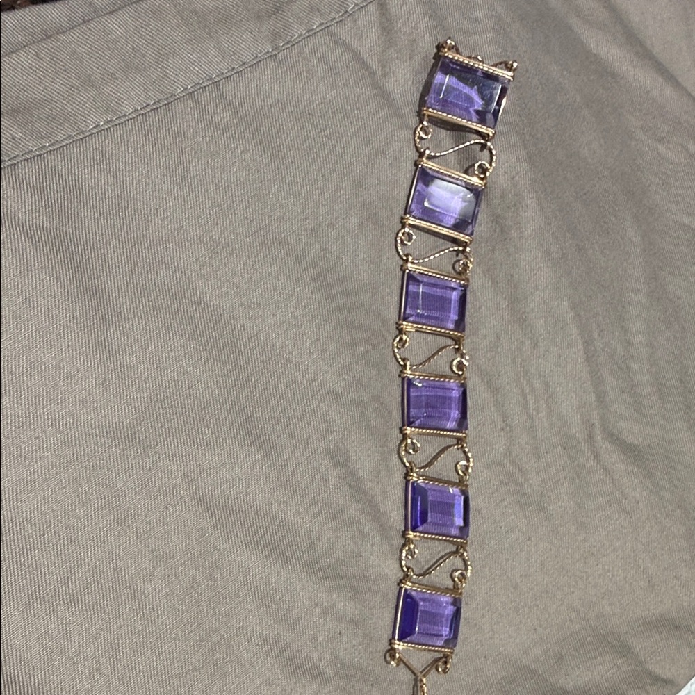 Purple Stone Bracelet with Gold Accents